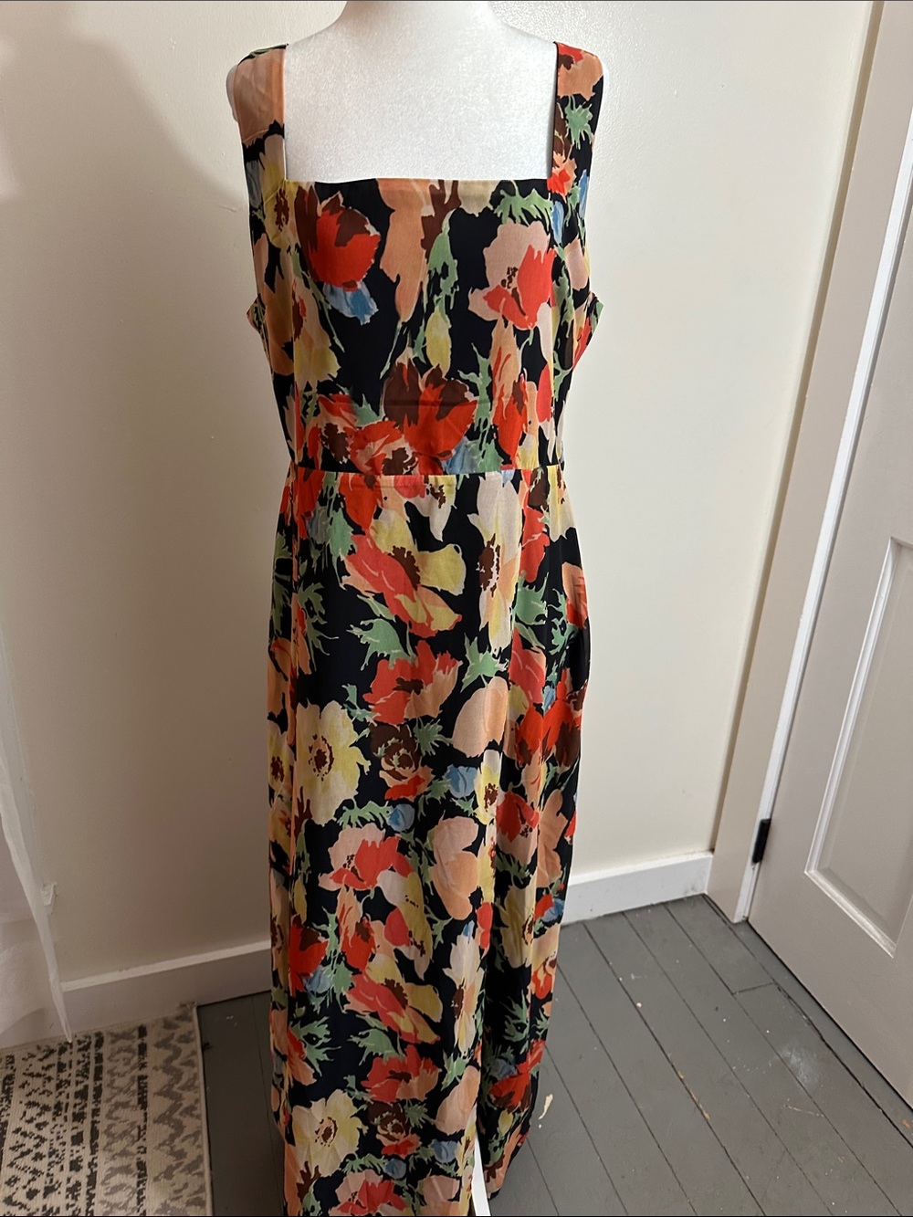 Lulu's Black Maxi Dress with Coral, Cream & Green Floral Print. I have 2.